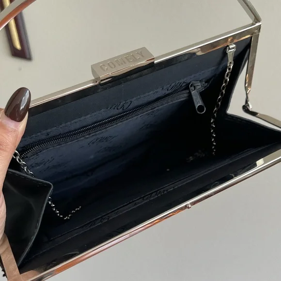 Chic Black Clutch with Silver Accents - Picture 6 of 6